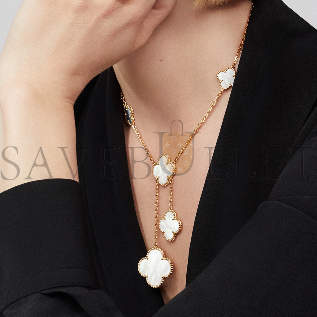 V*N CL*F arpels magic alhambra necklace, 6 motifs - yellow gold, mother-of-pearl vcard79100